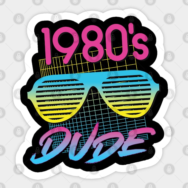 1980's Dude Party Shirt Retro Blinds Sunglasses Sticker by andzoo